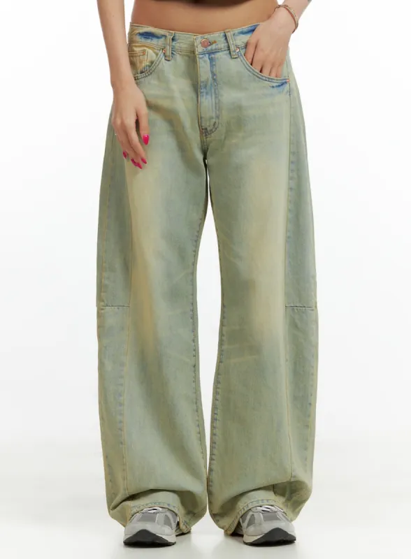 Vintage Washed Low Rise Baggy Jeans CU417 sold by Lewkin