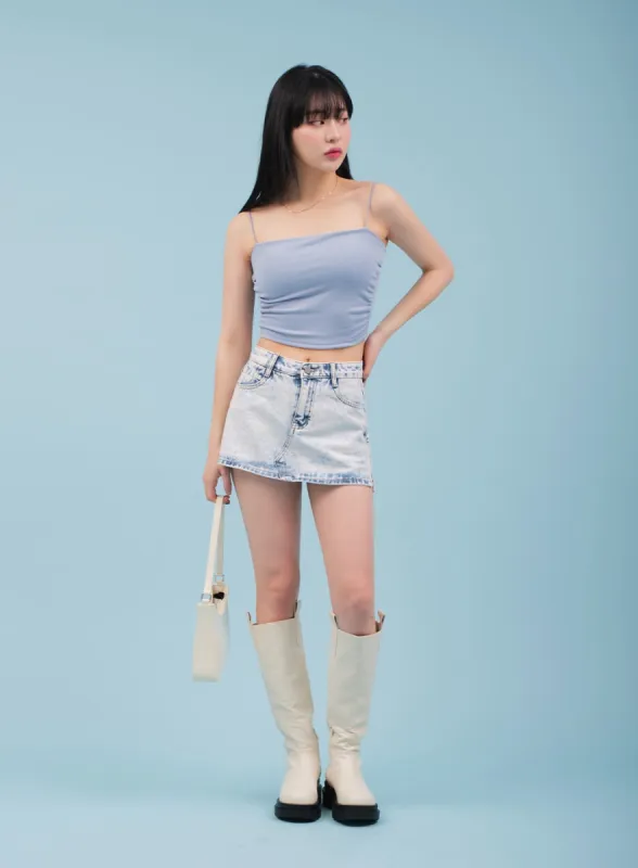 Cropped Cami with Side Shirring and Bra Cap Attached CM23 sold by Lewkin