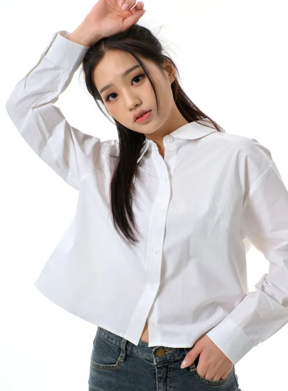Cropped Button Shirt BJ313 sold by Lewkin