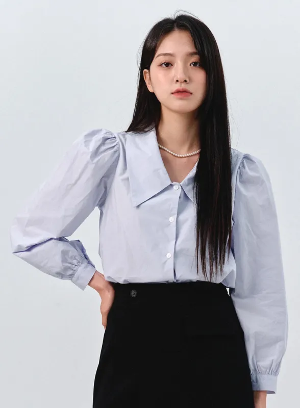 Wide-Collar Shirt OO316 sold by Lewkin