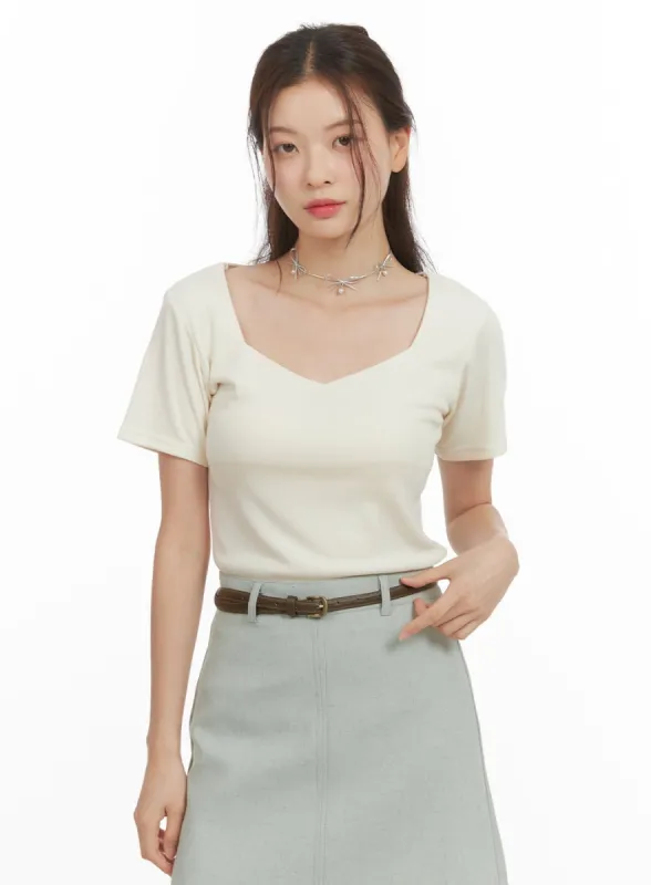 Solid Square Sweetheart Top OY421 sold by Lewkin