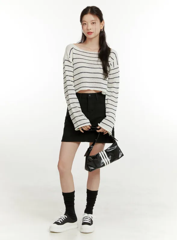 Cotton Solid Mini Skirt OU418 sold by Lewkin