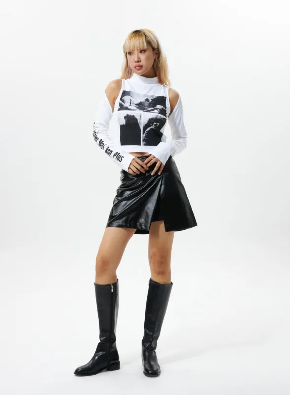 Faux Leather Cutout Mini Skirt IS319 sold by Lewkin