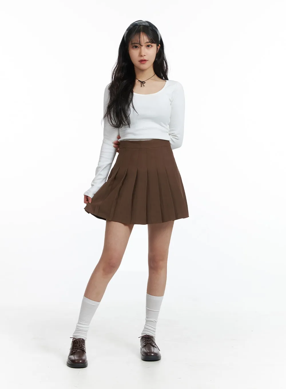 A-Line Pleated Mini Skirt OJ426 sold by Lewkin product image thumbnail 4