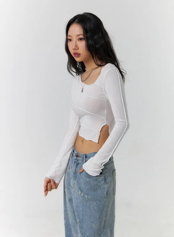 Round Neck Long Sleeve Tee CF401 sold by Lewkin