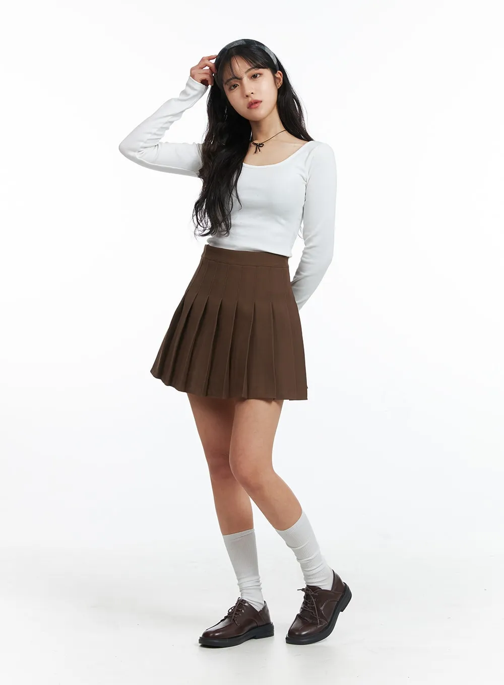 A-Line Pleated Mini Skirt OJ426 sold by Lewkin product image thumbnail 5