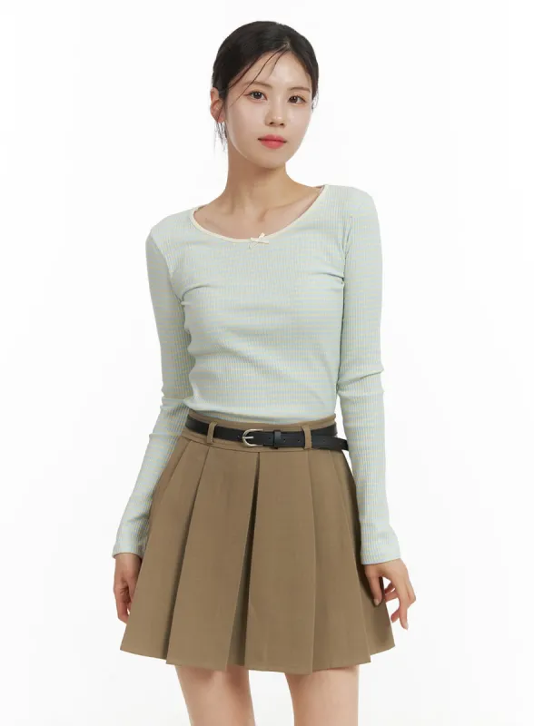 Ribbon Stripe Long Sleeve Top OA423 sold by Lewkin