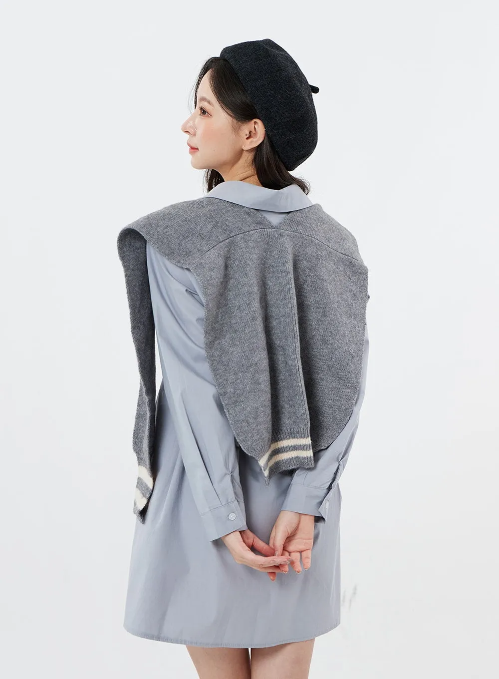 Two Color Layered Fake Cardigan OS22 sold by Lewkin