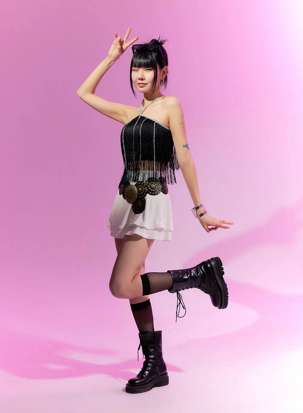 Ruffle Tiered Mini Skirt IM414 sold by Lewkin