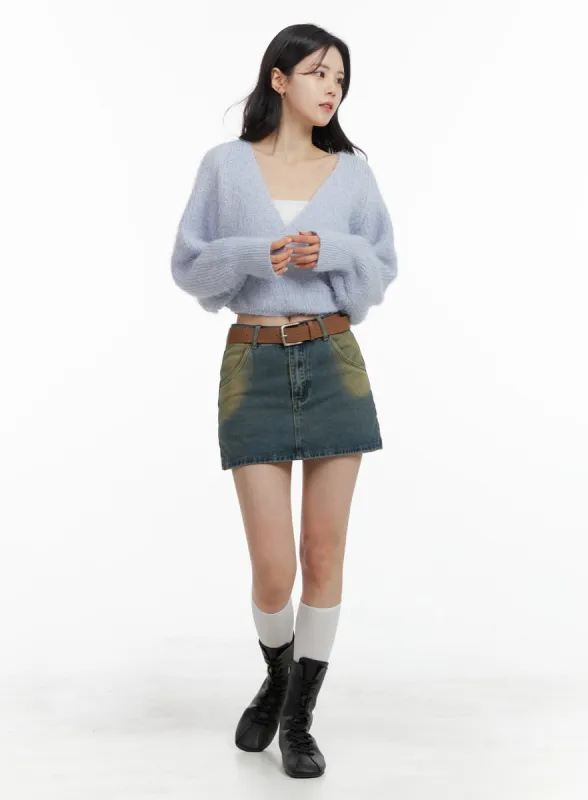 Vintage Washed Classic Denim Mini Skirt OM419 sold by Lewkin