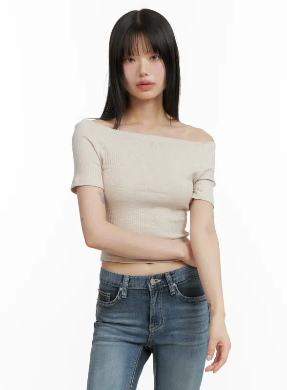 Basic Off Shoulder Crop Top CL403 sold by Lewkin