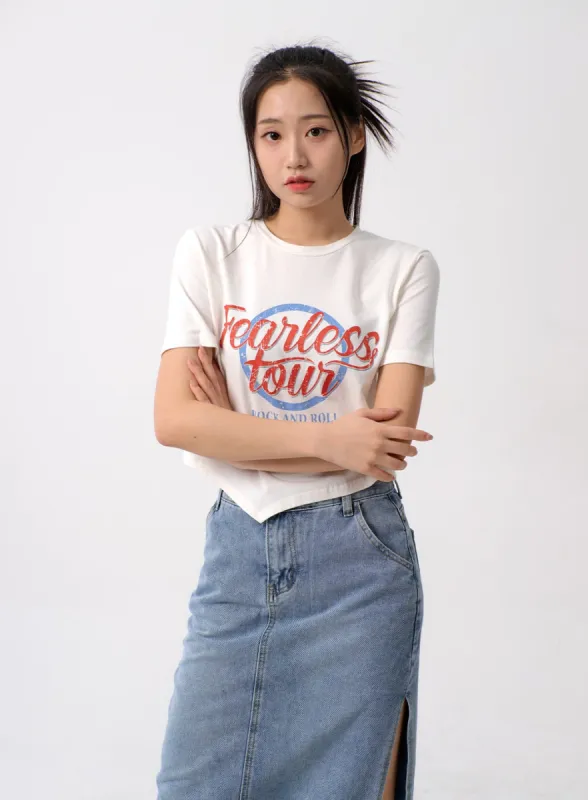 Unbalanced Cropped Tee BM308 sold by Lewkin