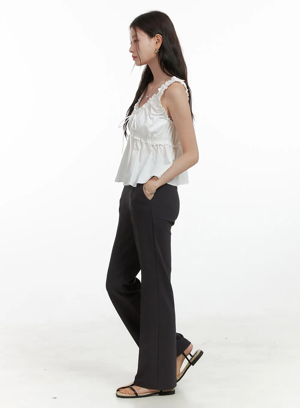 Solid Tailored Pants OL416 sold by Lewkin product image thumbnail 4