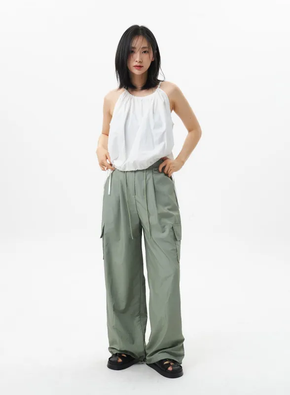 Nylon Baggy Cargo Pants OL305 sold by Lewkin
