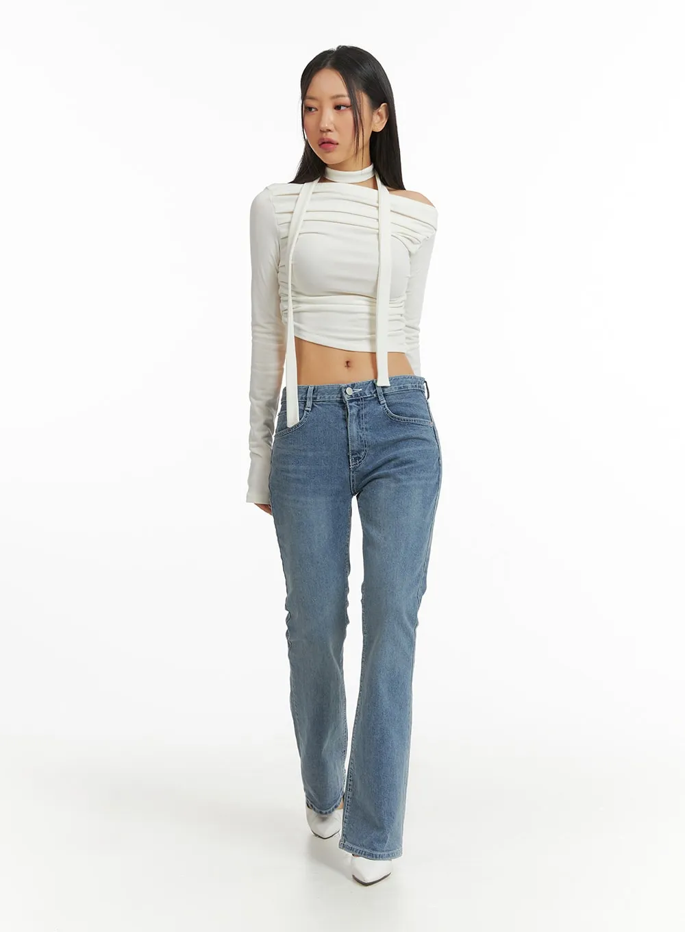 High Waist Cropped Straight Leg Jeans CJ425 sold by Lewkin product image thumbnail 3