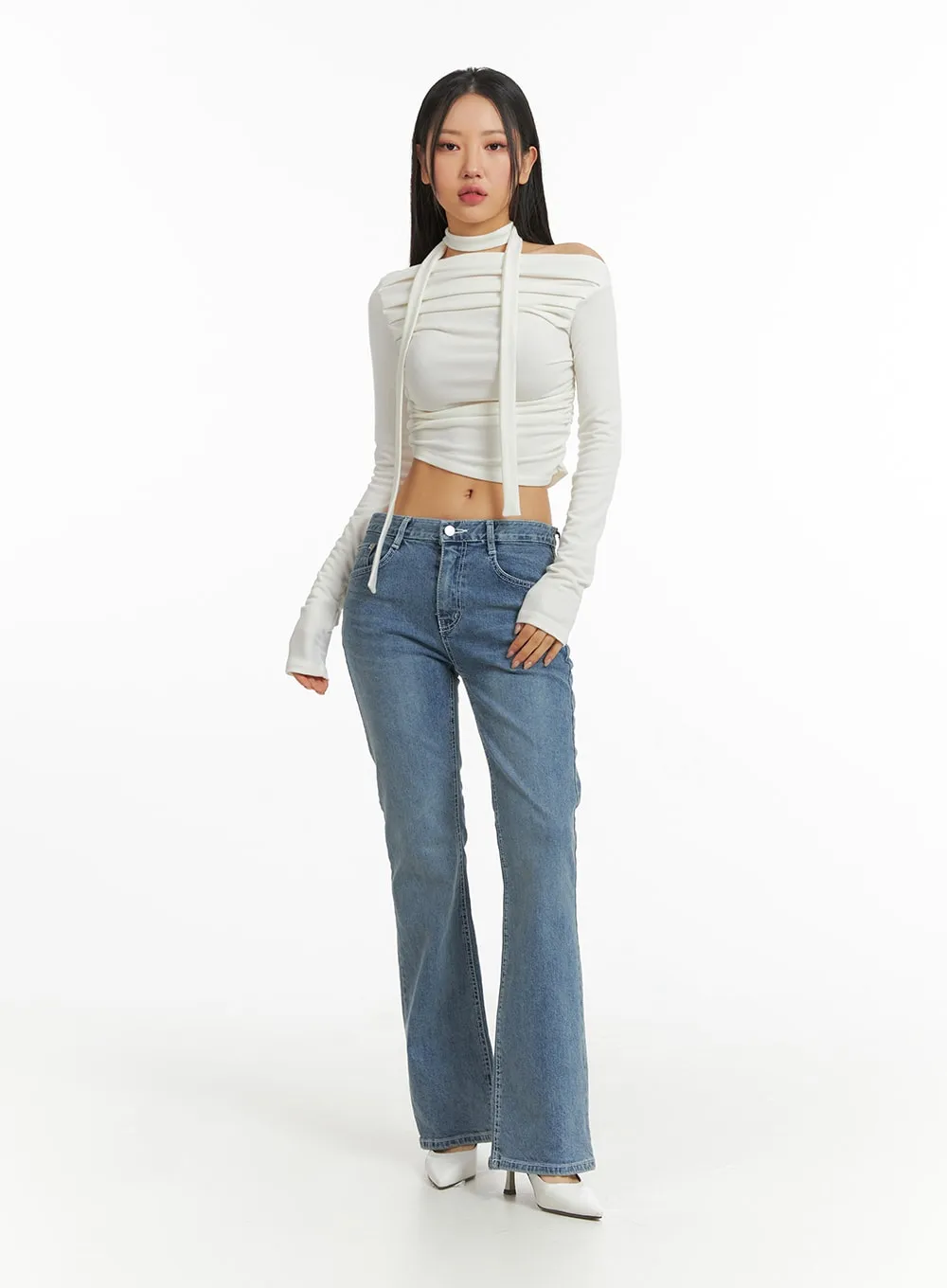 High Waist Cropped Straight Leg Jeans CJ425 sold by Lewkin product image thumbnail 2