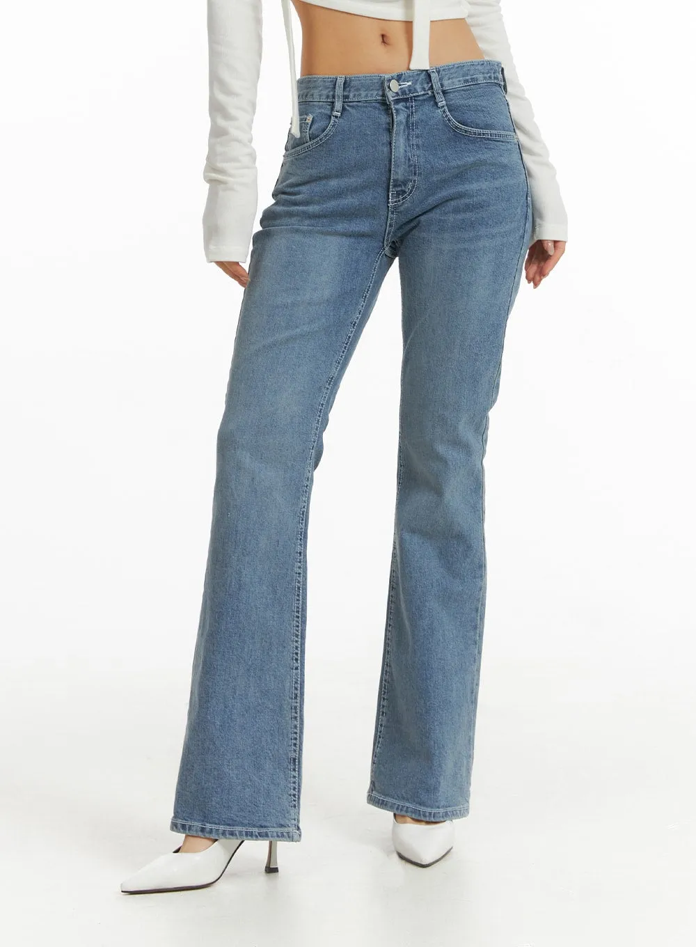 High Waist Cropped Straight Leg Jeans CJ425 sold by Lewkin