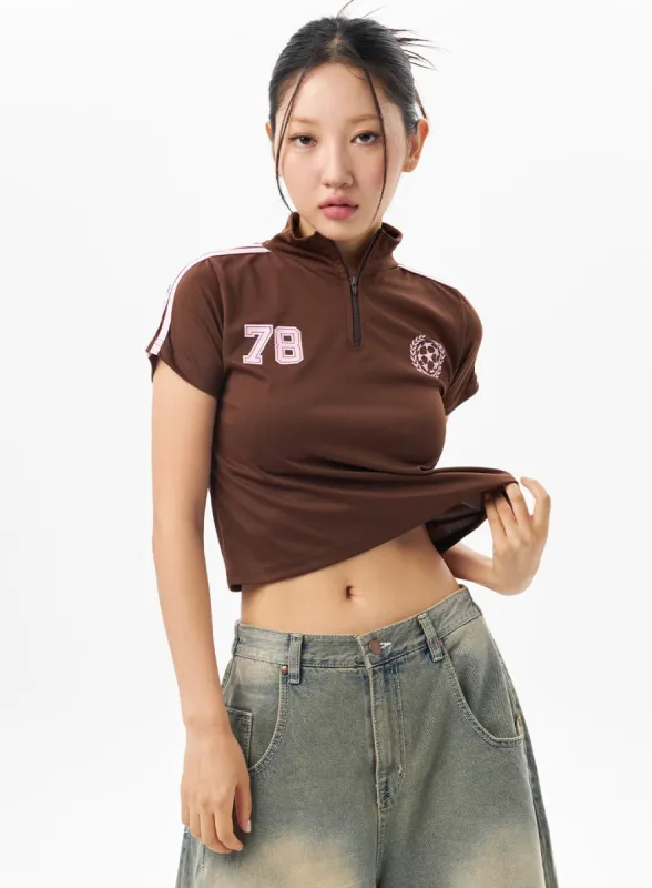 Half Zip-Up Tee CU316 sold by Lewkin