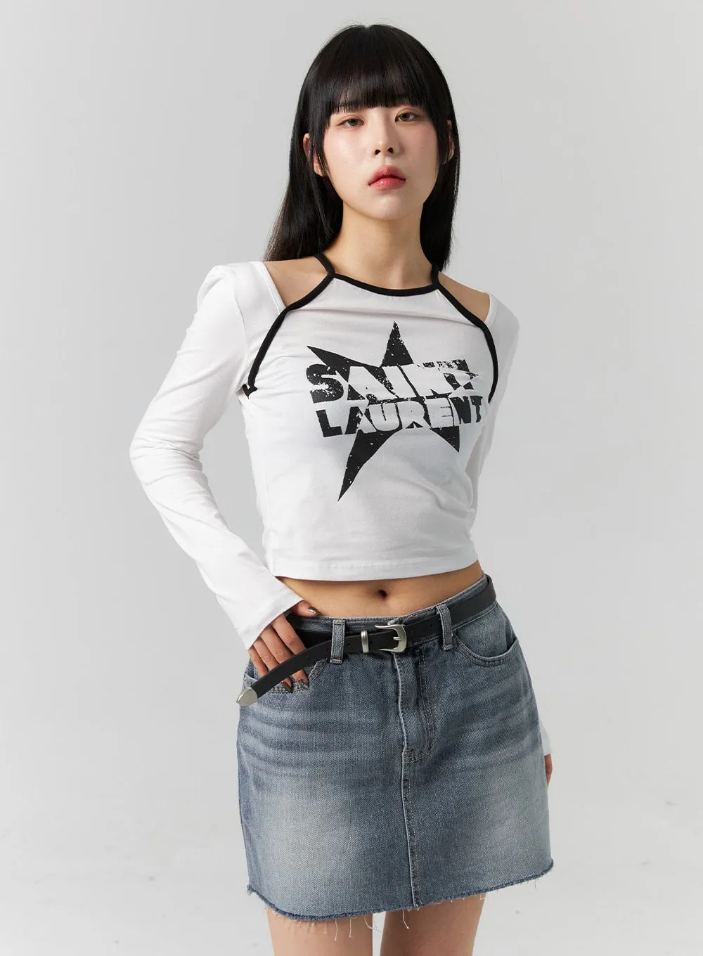 Graphic Cut-Out Crop Top CS314 sold by Lewkin