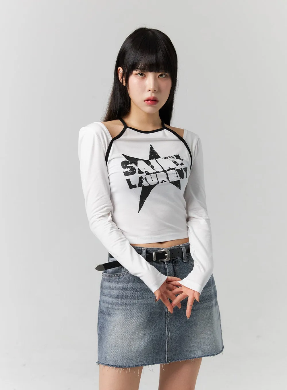 Graphic Cut-Out Crop Top CS314 sold by Lewkin product image thumbnail 4