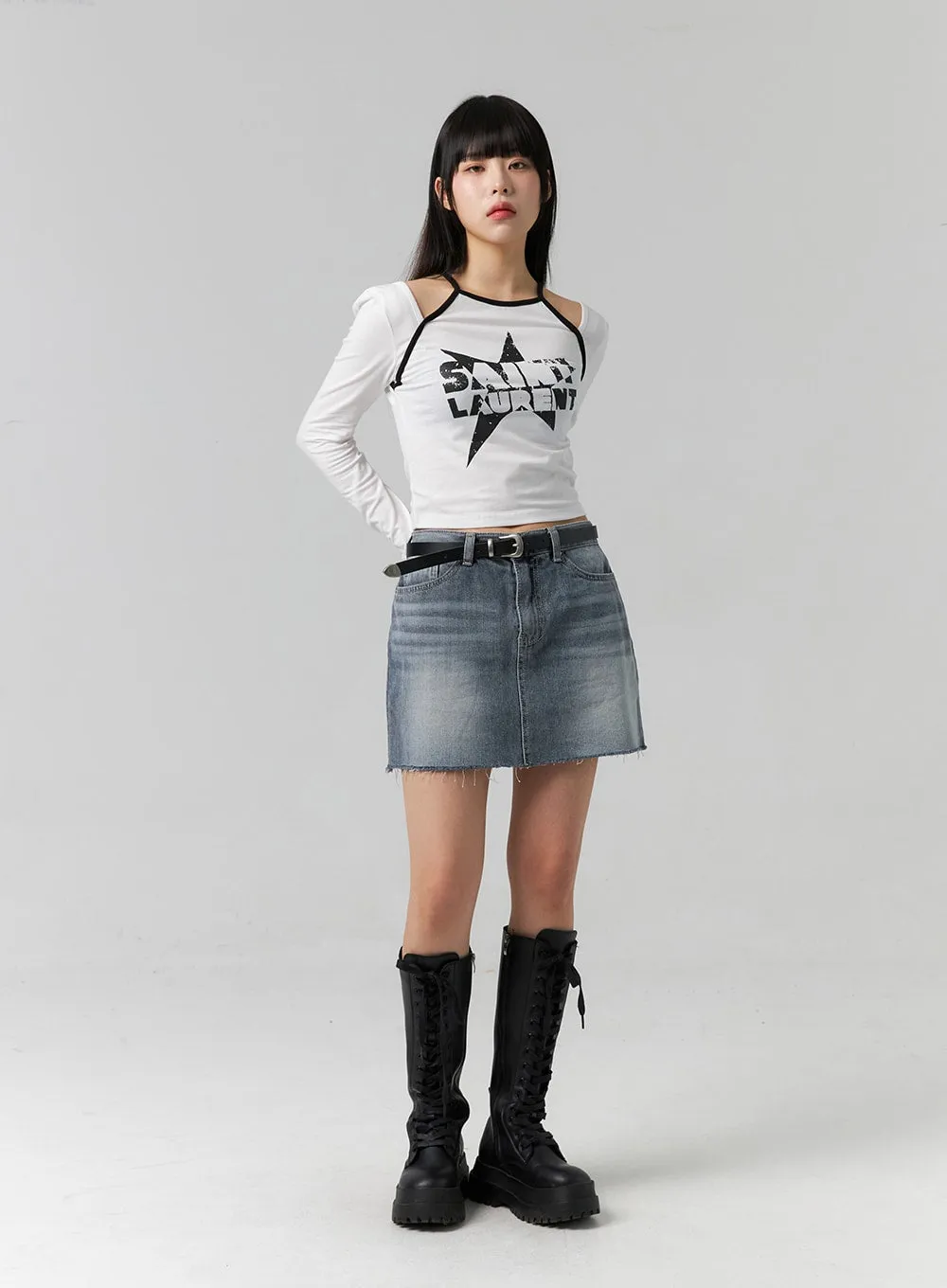 Graphic Cut-Out Crop Top CS314 sold by Lewkin product image thumbnail 2