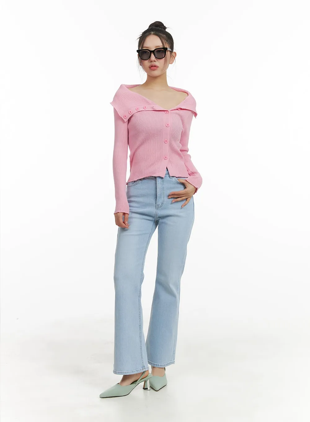 Recycled Washed Slim Bootcut Jeans OM428 sold by Lewkin product image thumbnail 3