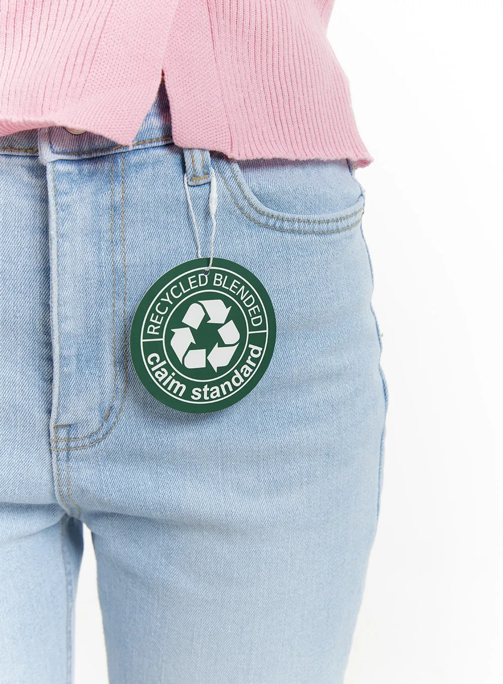 Recycled Washed Slim Bootcut Jeans OM428 sold by Lewkin product image thumbnail 2