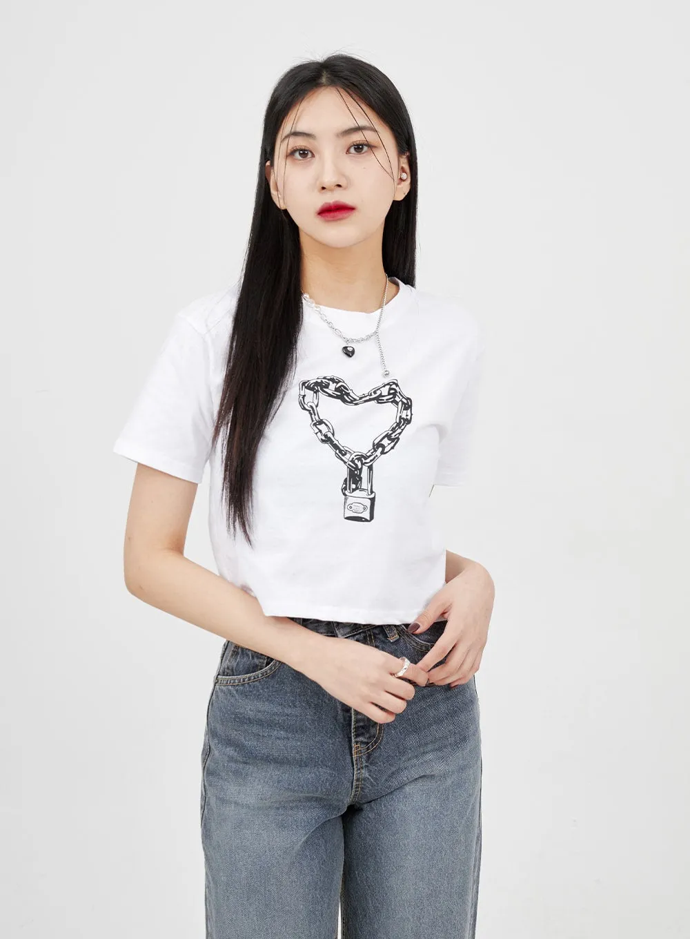Heart Cropped Tee BM321 sold by Lewkin product image thumbnail 2