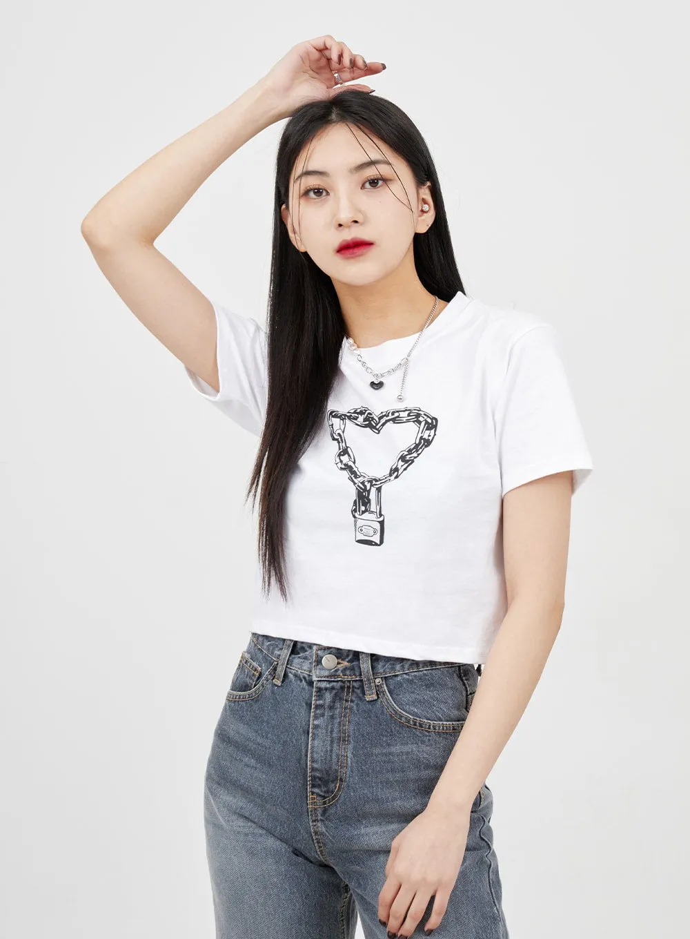 Heart Cropped Tee BM321 sold by Lewkin