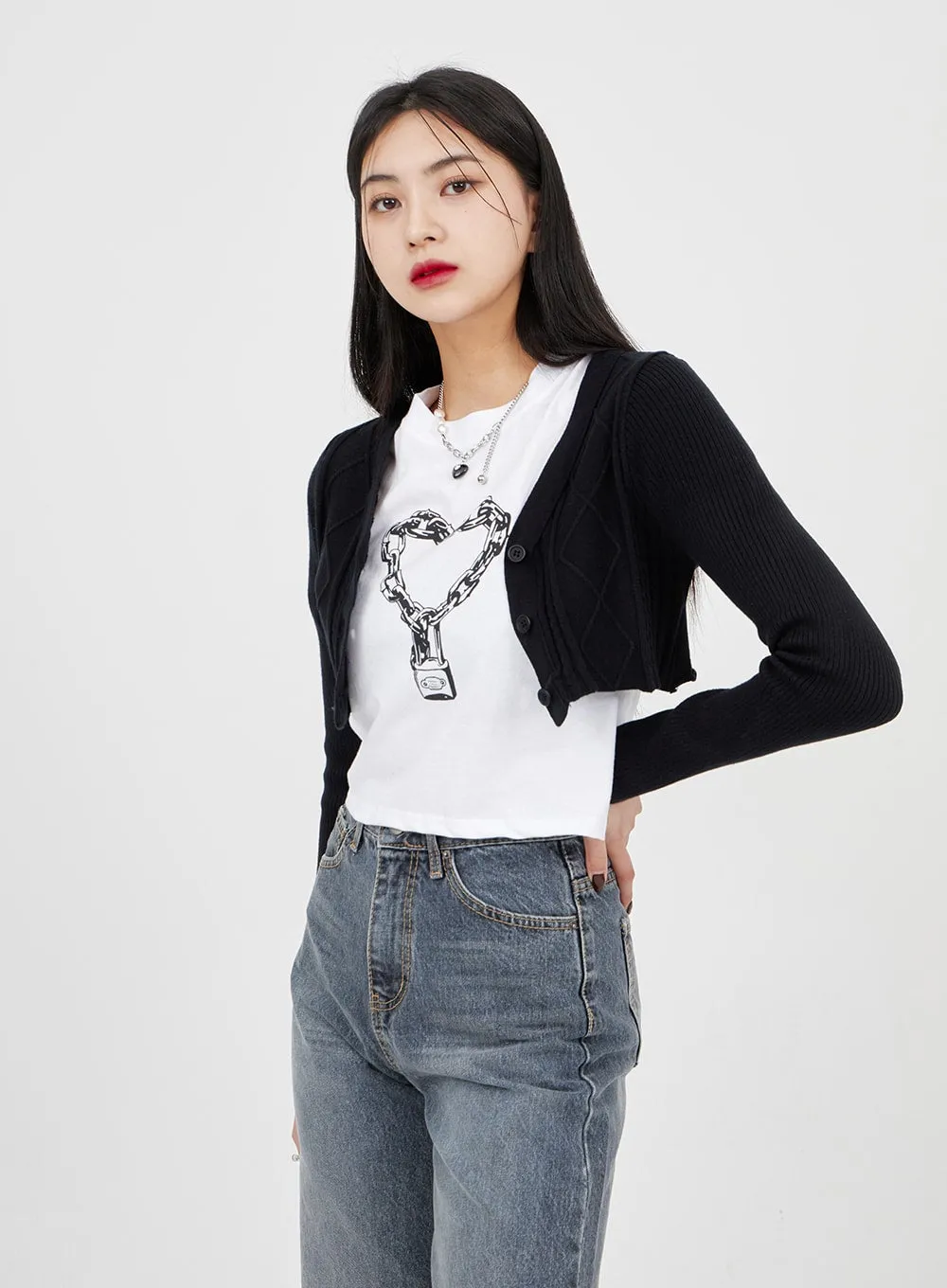 Heart Cropped Tee BM321 sold by Lewkin product image thumbnail 4