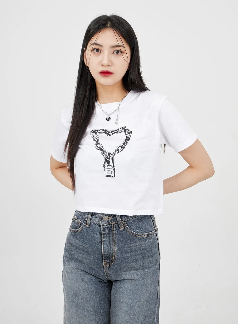 Heart Cropped Tee BM321 sold by Lewkin product image thumbnail 5