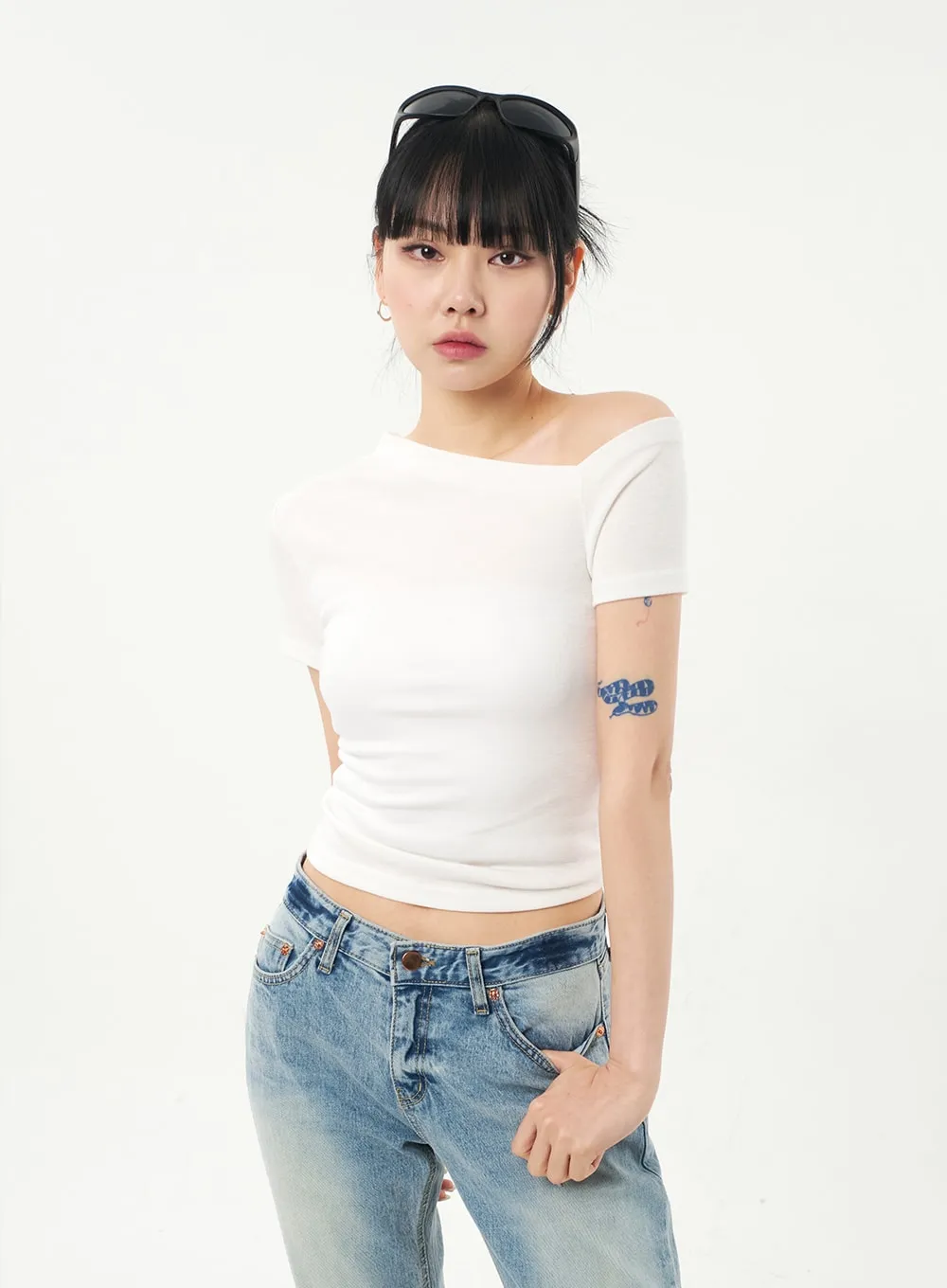 Unbalanced Neck Tee CA328 sold by Lewkin product image thumbnail 5