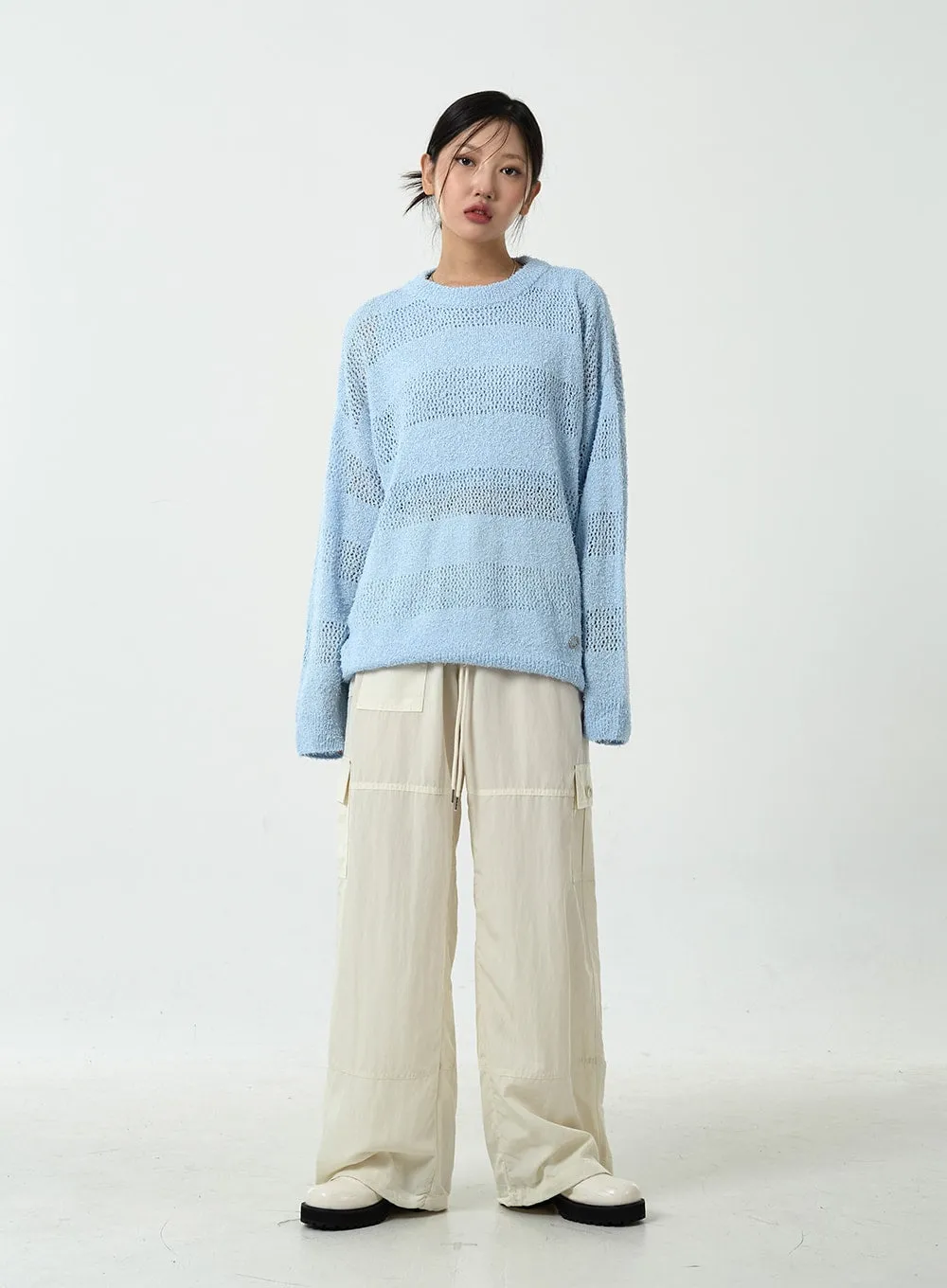 Drawstring Waist Wide Cargo Pants CU13 sold by Lewkin product image thumbnail 3