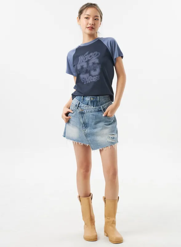 Ripped Denim Skort CU302 sold by Lewkin