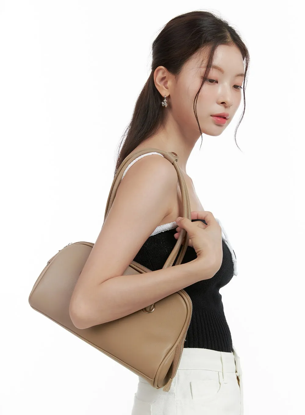 Faux Leather Solid Shoulder Bag OL417 sold by Lewkin product image thumbnail 2