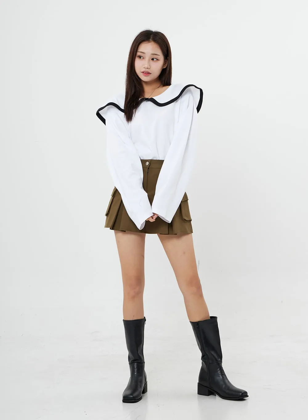 Pleated Cargo Mini Skirt BO13 sold by Lewkin product image thumbnail 3