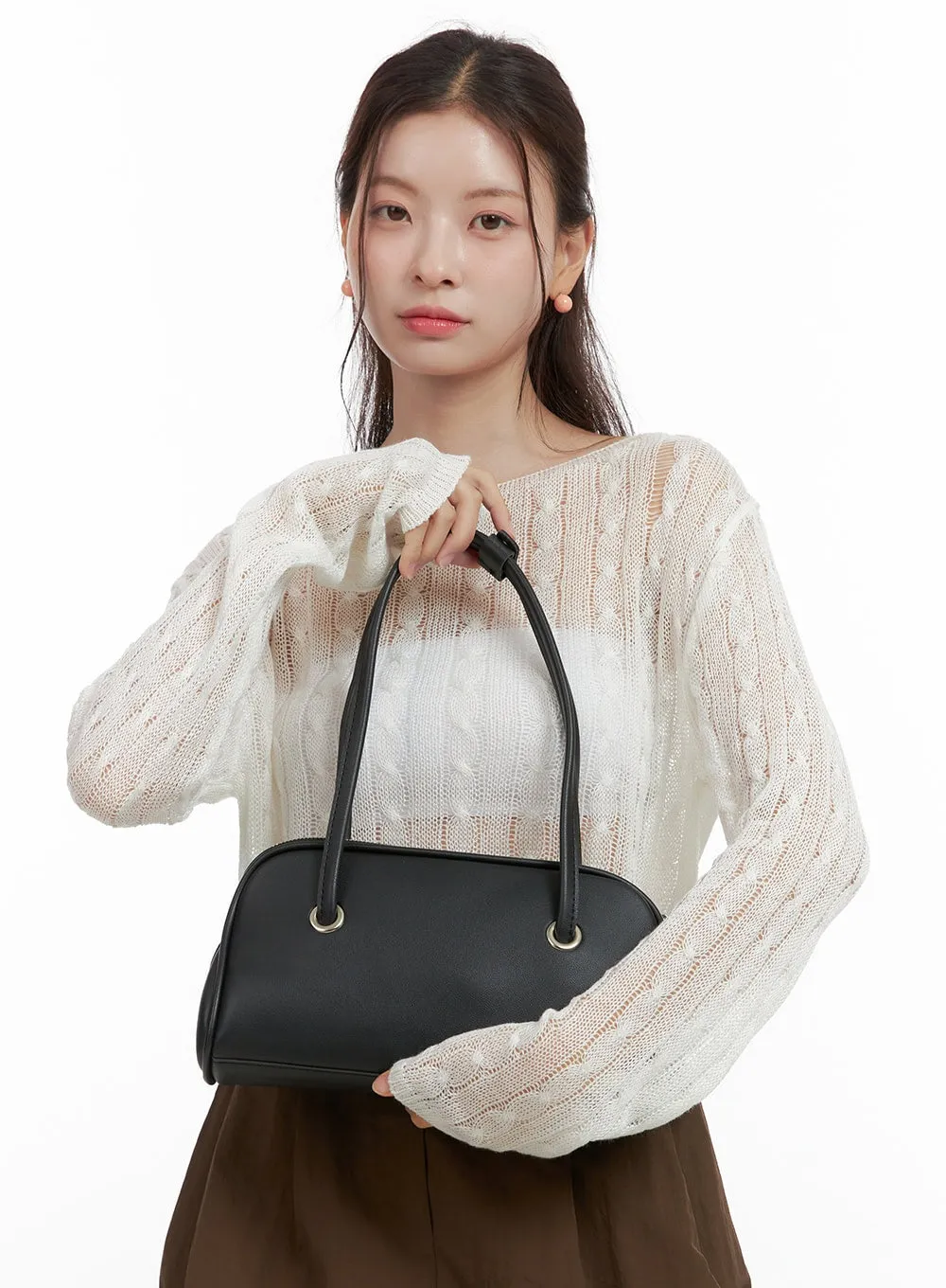 Faux Leather Solid Shoulder Bag OL417 sold by Lewkin