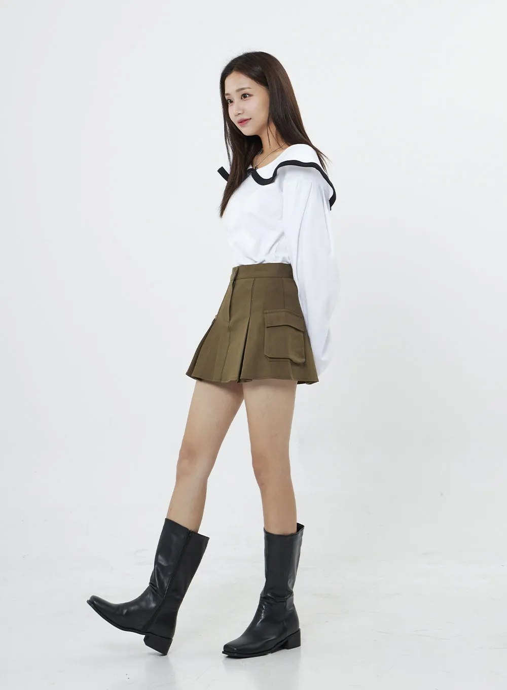 Pleated Cargo Mini Skirt BO13 sold by Lewkin product image thumbnail 4