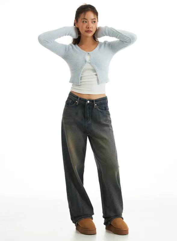 Washed Wide-Leg Jeans CO313 sold by Lewkin