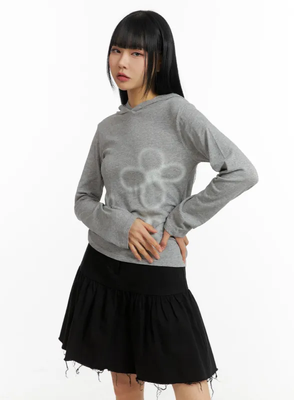 Slim Fit Flower Graphic Hoodie CM407 sold by Lewkin