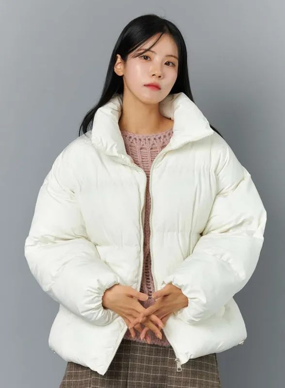 Oversized High Neck Puffer Jacket ON315 sold by Lewkin