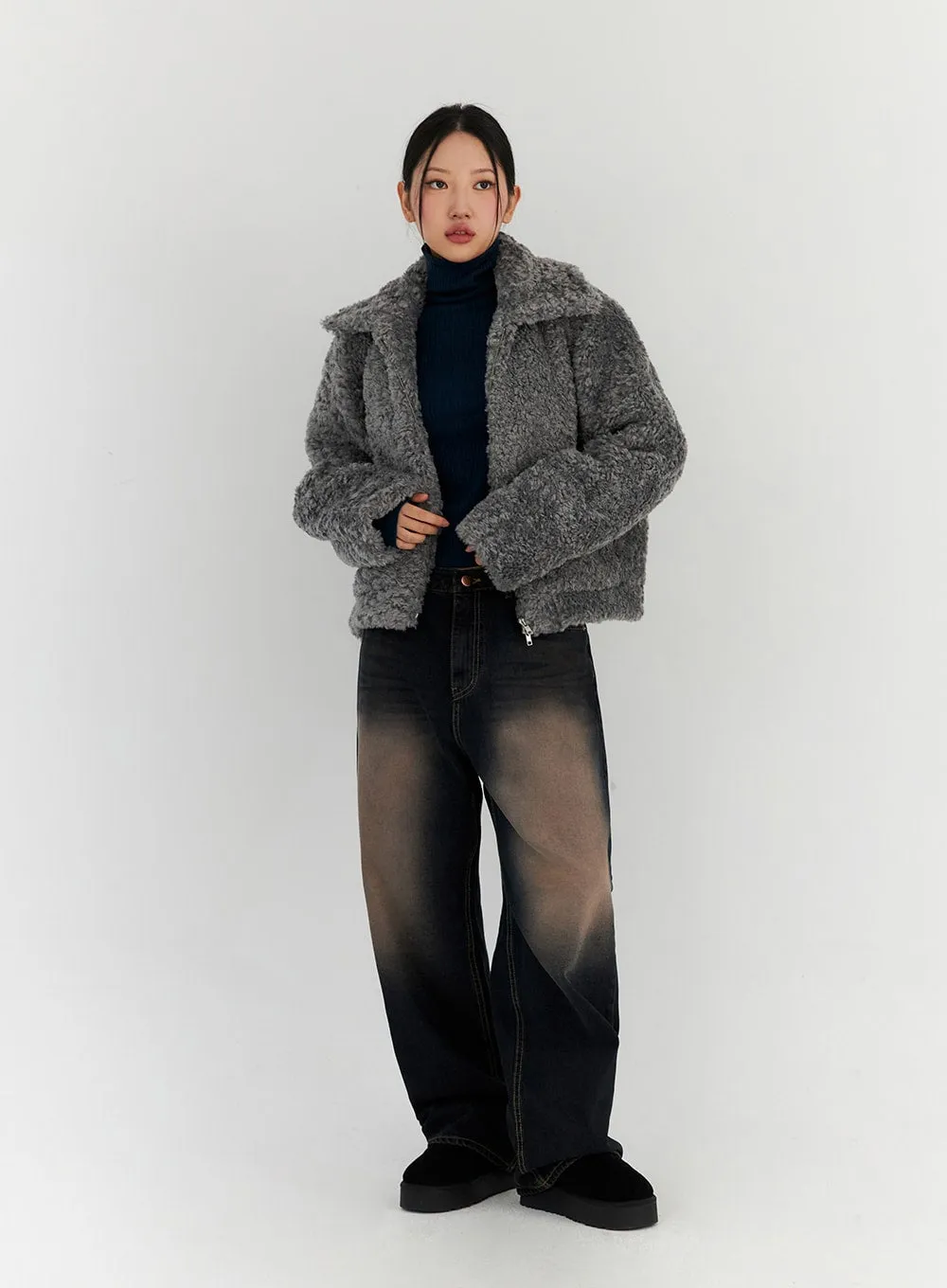 Wide Collar Faux Fur Jacket CN315 sold by Lewkin product image thumbnail 2