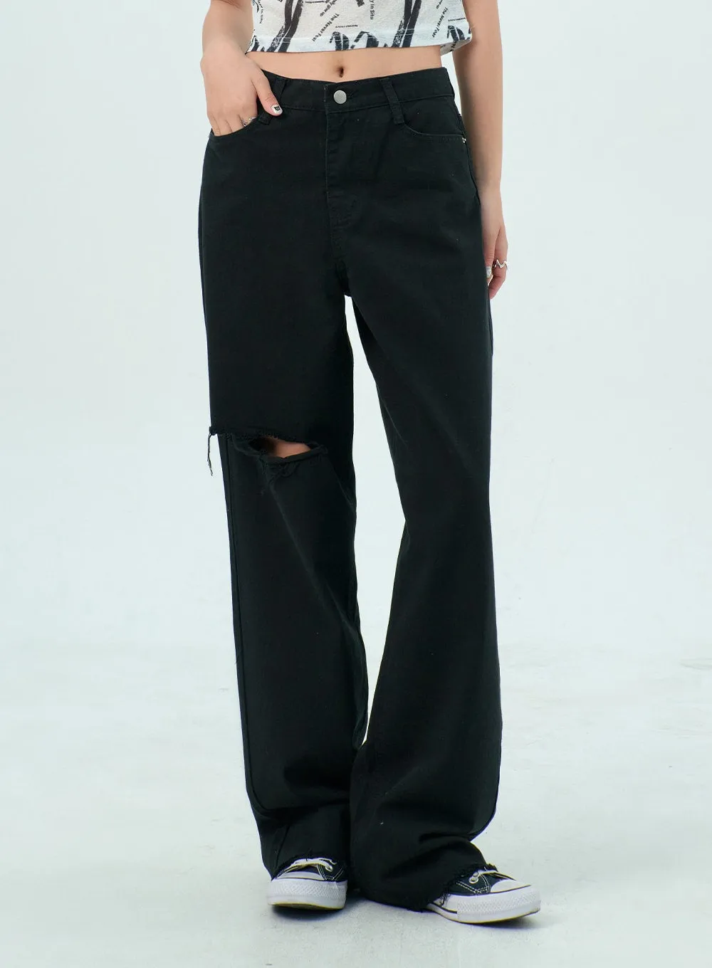Ripped Cotton Pants BY317 sold by Lewkin product image thumbnail 2
