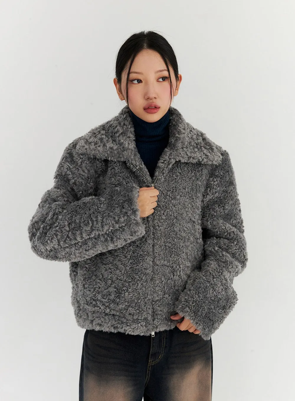 Wide Collar Faux Fur Jacket CN315 sold by Lewkin product image thumbnail 4