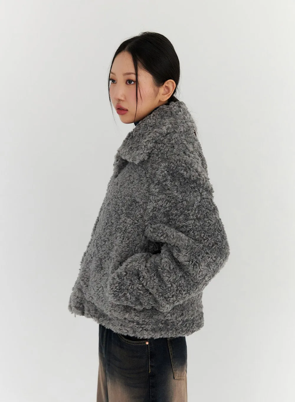 Wide Collar Faux Fur Jacket CN315 sold by Lewkin product image thumbnail 5