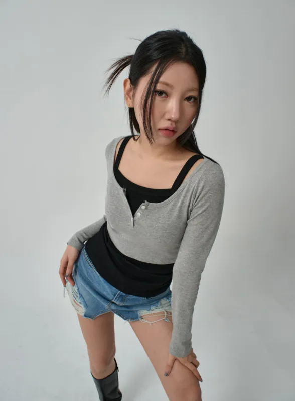 Scoop Neck Cropped Top IF315 sold by Lewkin