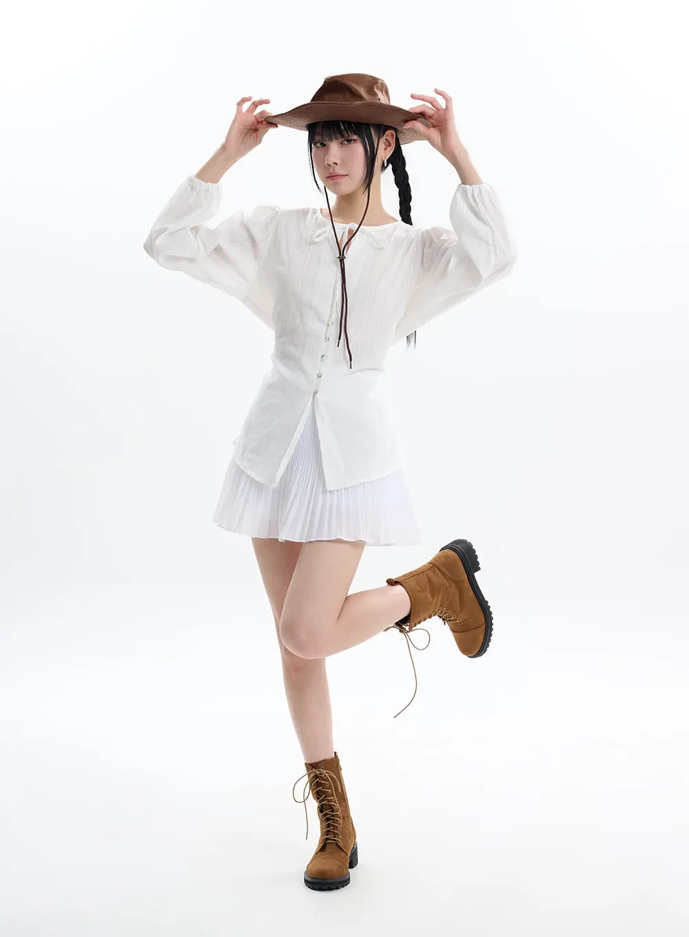 Pleated Mini Skirt IF413 sold by Lewkin