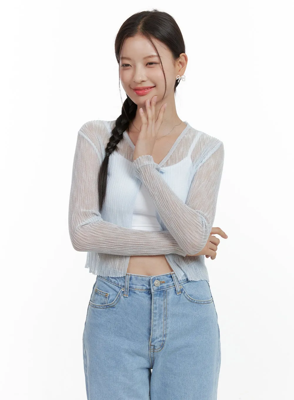 Sheer V-Neck Summer Cardigan OL411 sold by Lewkin product image thumbnail 4