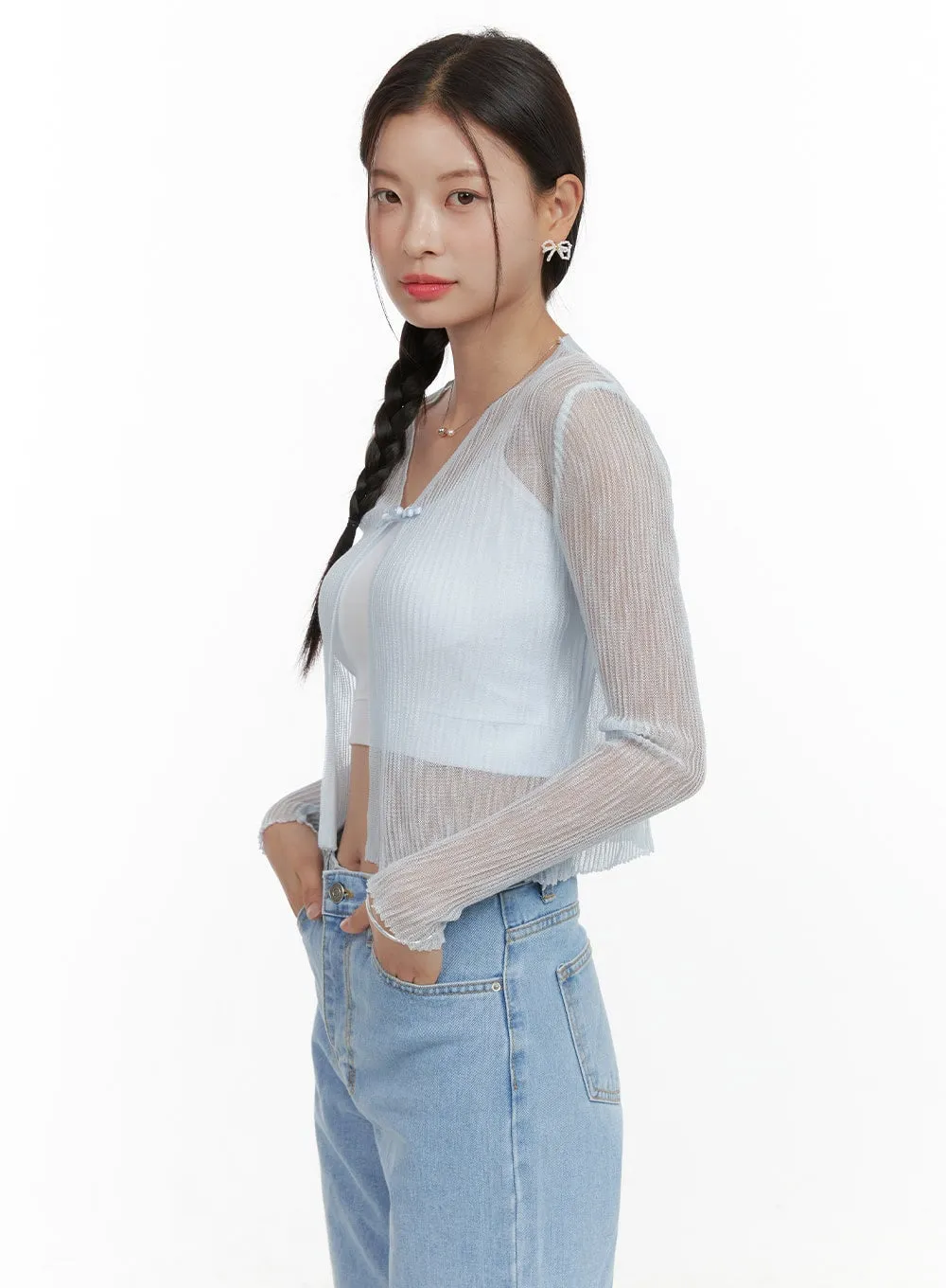 Sheer V-Neck Summer Cardigan OL411 sold by Lewkin product image thumbnail 5