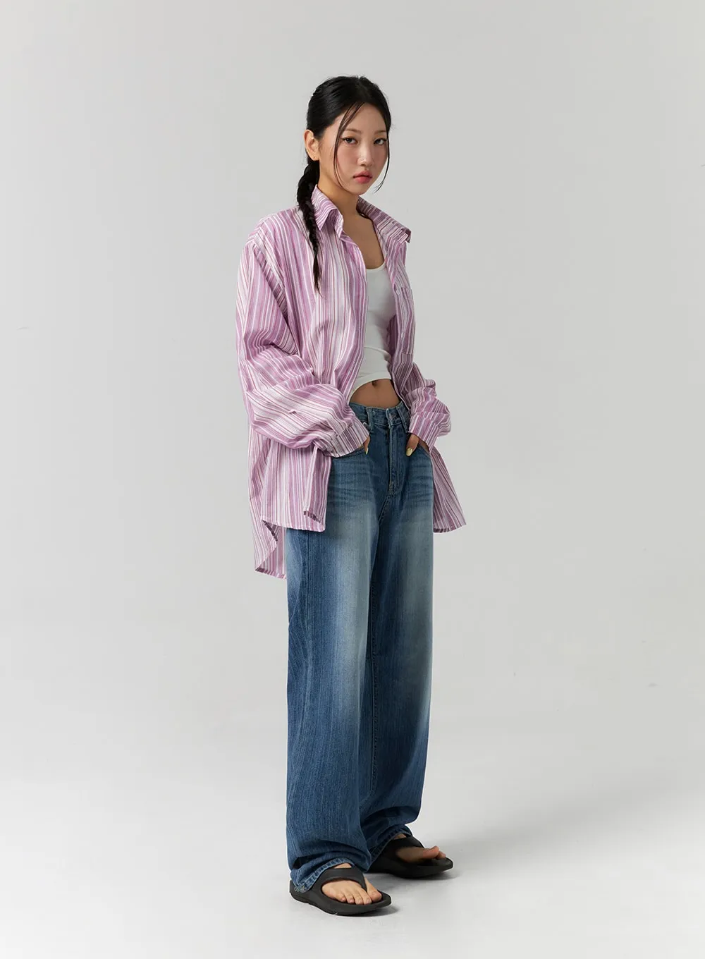Mid Wash Wide Leg Jeans CS311 sold by Lewkin product image thumbnail 3